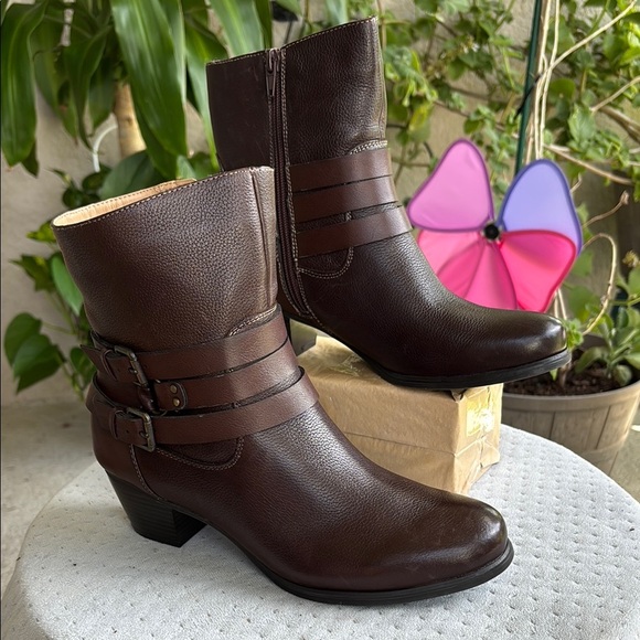 Naturalizer Dark Brown Ankle Boots with Straps - Picture 1 of 15
